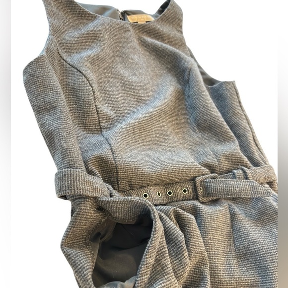 Banana Republic Sheath Dress Jumper Belted Pockets Wool Tweed Size 8 Black Gray - Picture 11 of 14